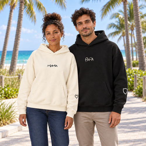 MAMA & PAPA Hoodie - Off-White MAMA + Black PAPA