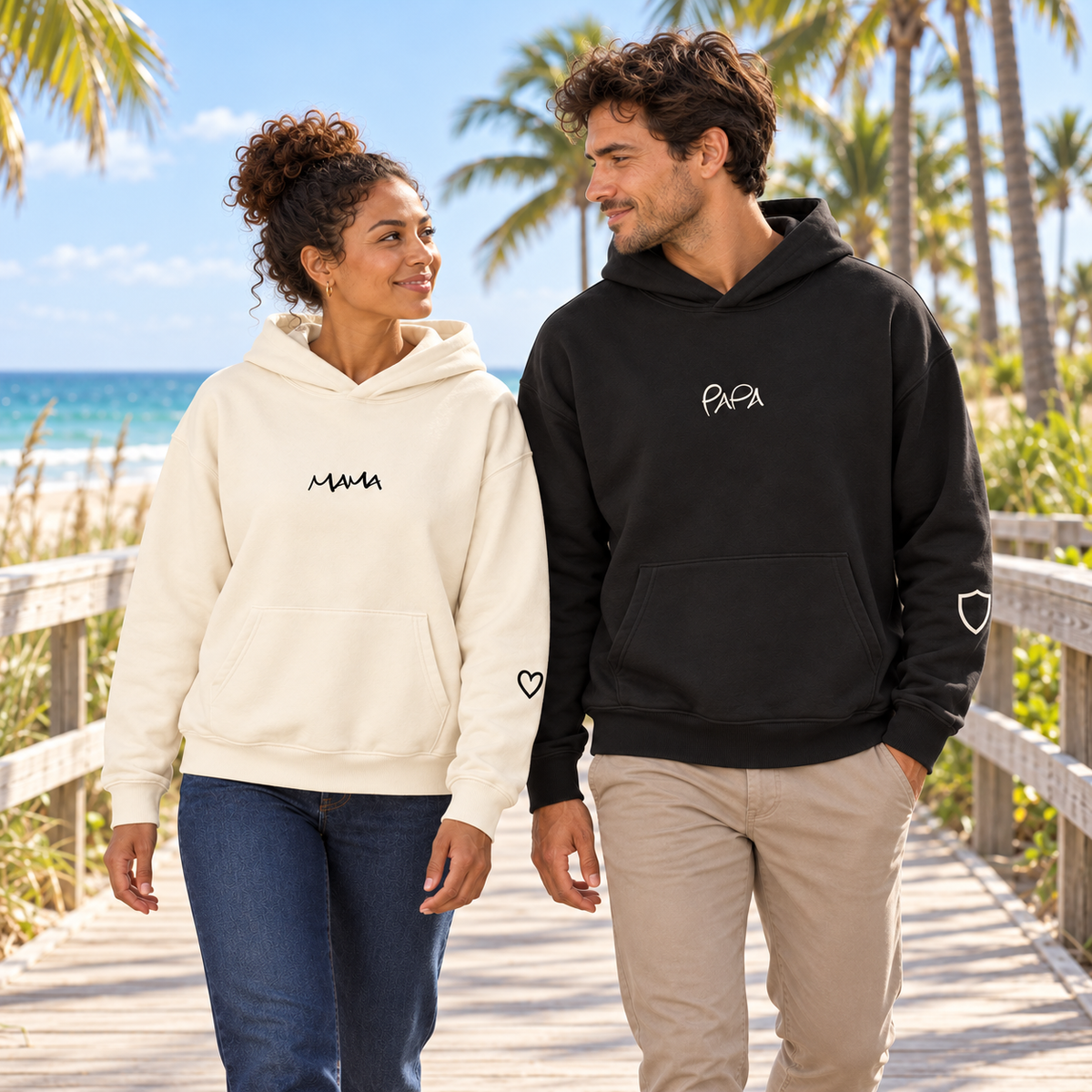 MAMA & PAPA Hoodie - Off-White MAMA + Black PAPA