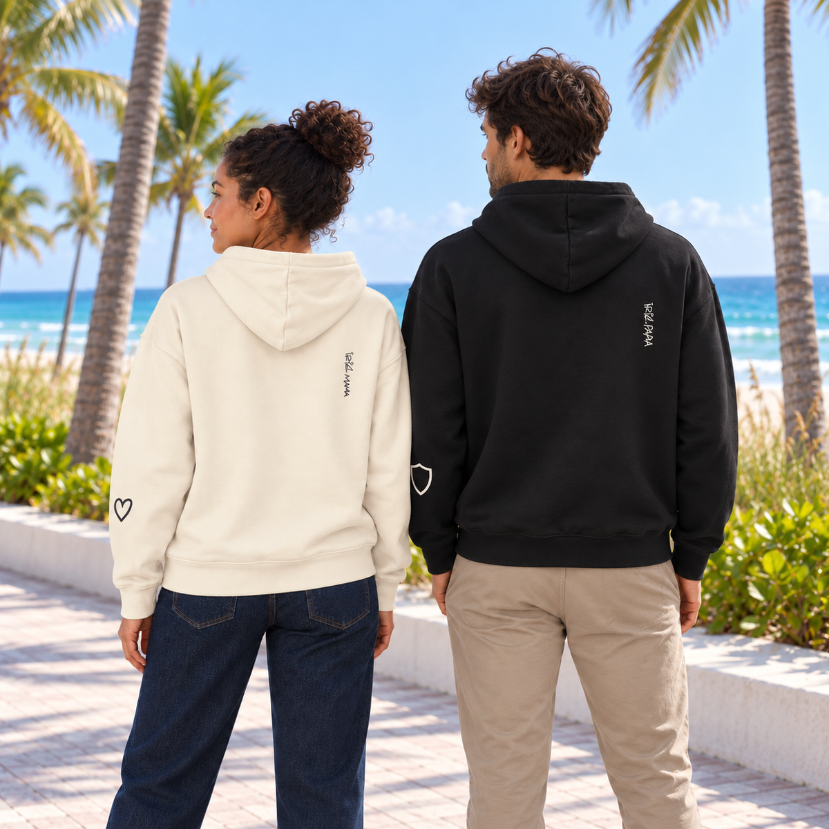 MAMA & PAPA Hoodie - Off-White MAMA + Black PAPA