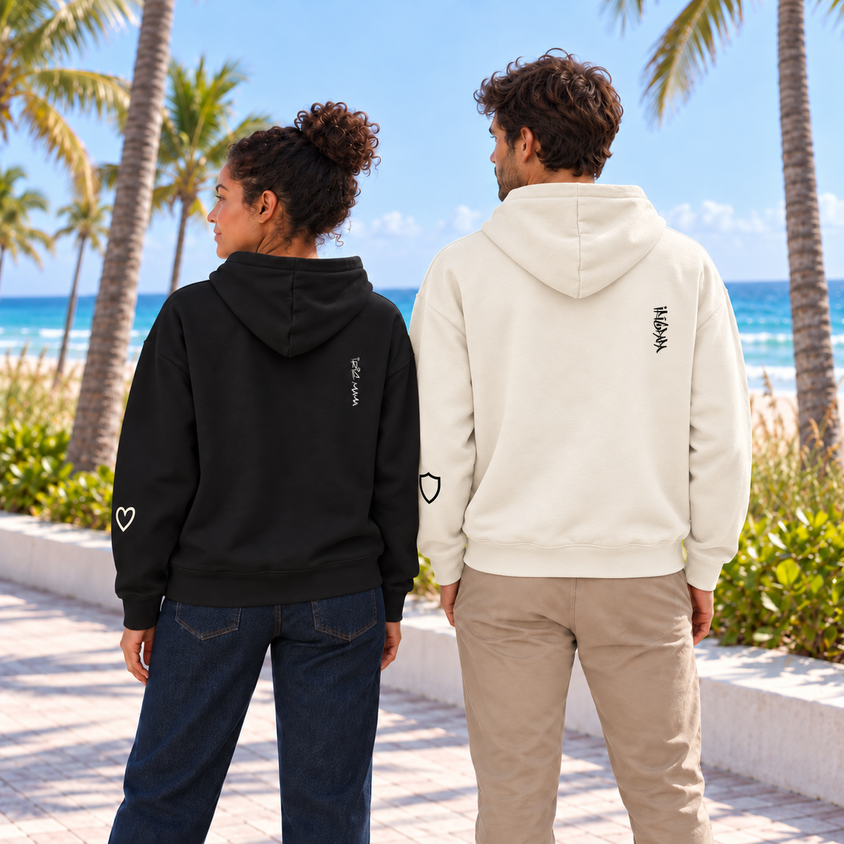 MAMA & PAPA Hoodie - Black MAMA + Off-White PAPA
