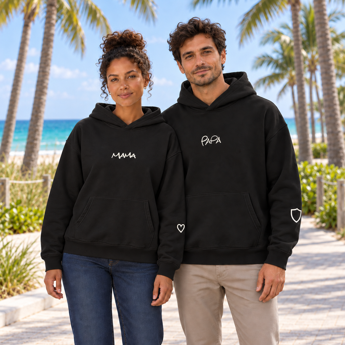 MAMA & PAPA Hoodie - Black MAMA + Black PAPA
